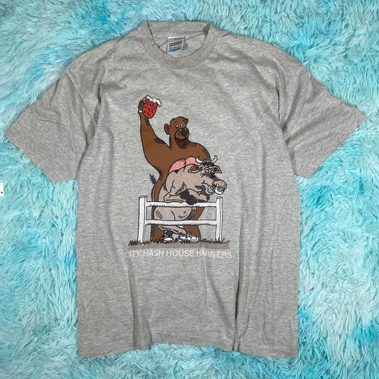 Vintage 90s Grey City Hash House Warriors Comedy Graphic T Shirt - Large