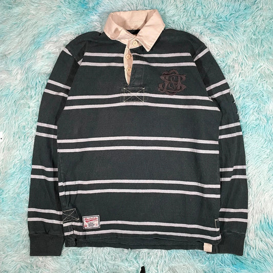 Vintage Dark Green Superdry Rugby Shirt - Large