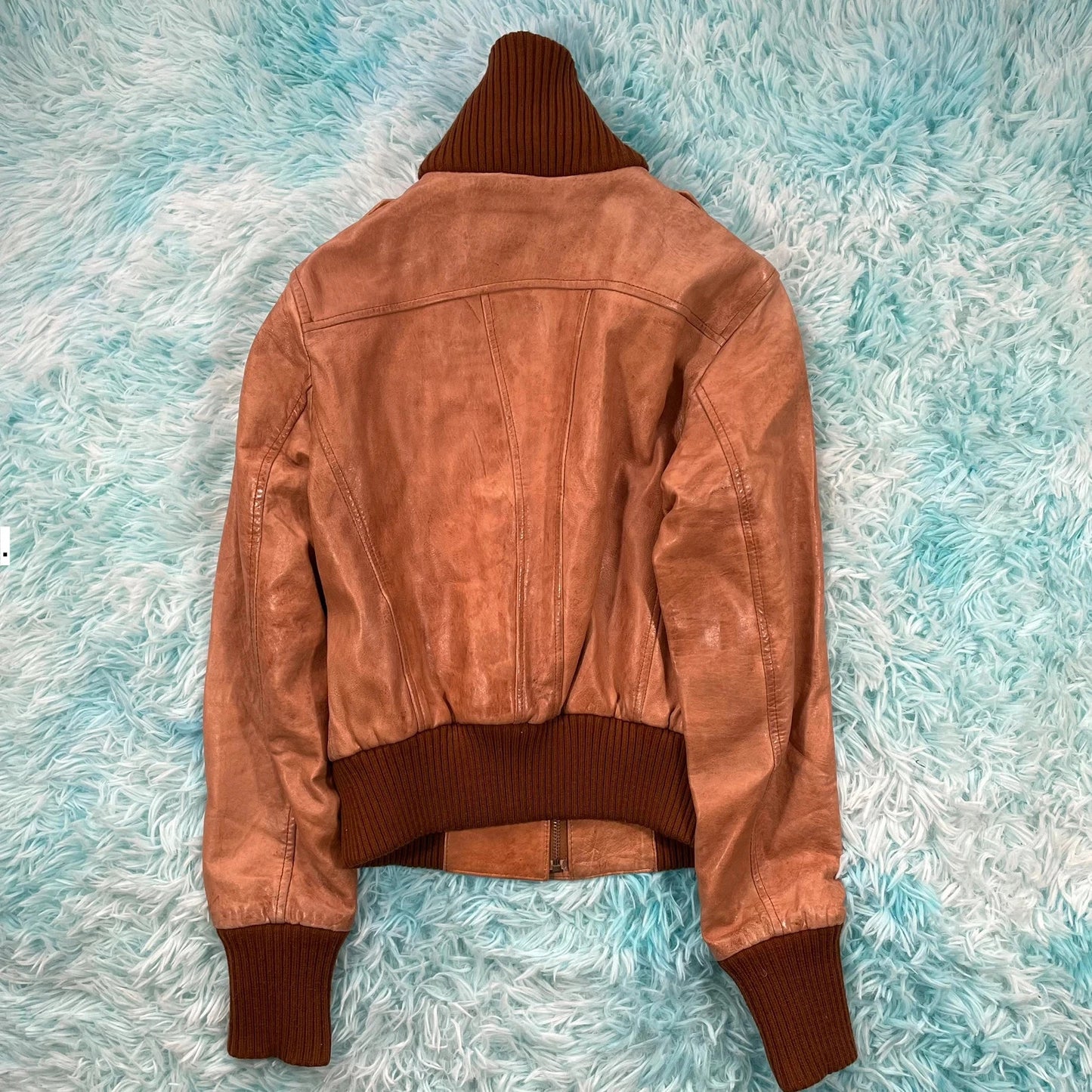 Vintage 00s Brown Oasis Fitted Leather Jacket - Size 10