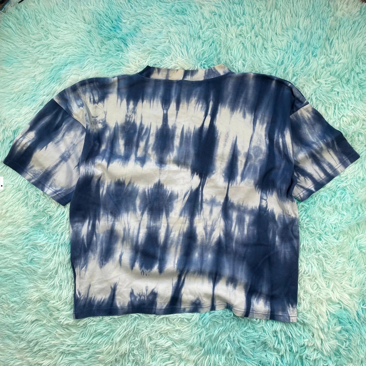 Vintage 90s Blue Tie Dye World Gym Graphic T Shirt - Large