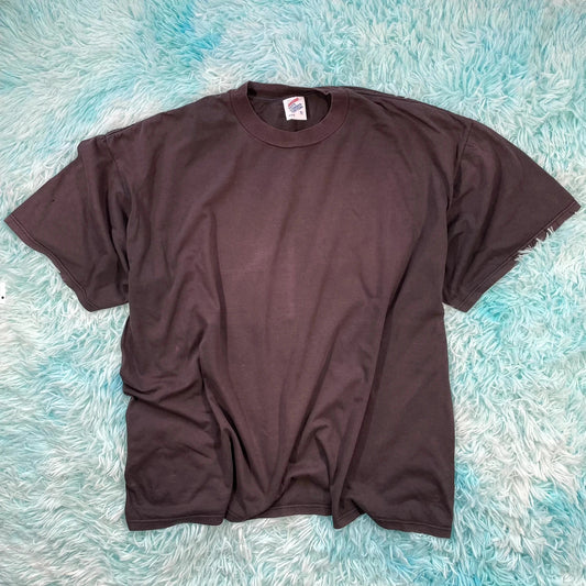 Vintage 90s Faded Black Jerzees Blank T Shirt - XL
