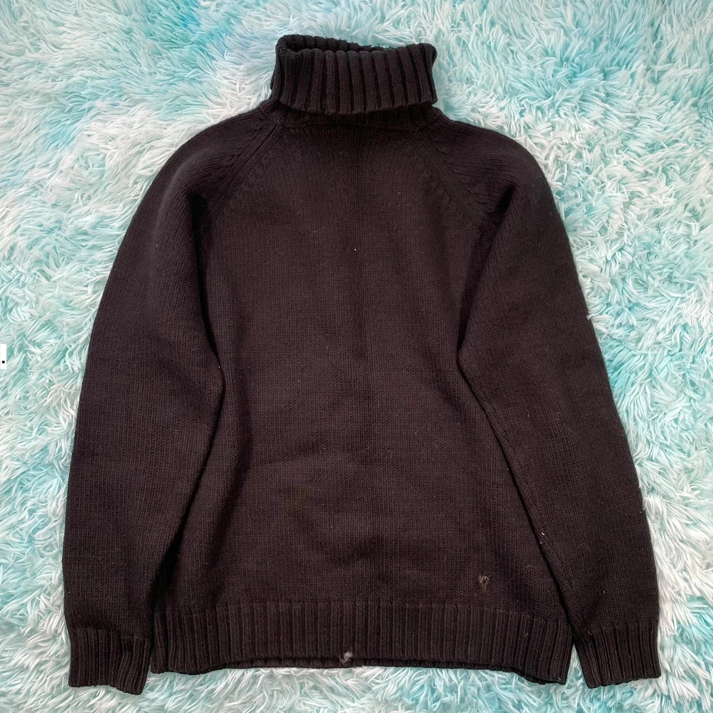 Vintage 90s Black Burton GB Flag Turtle Neck Knitted Jumper - Medium