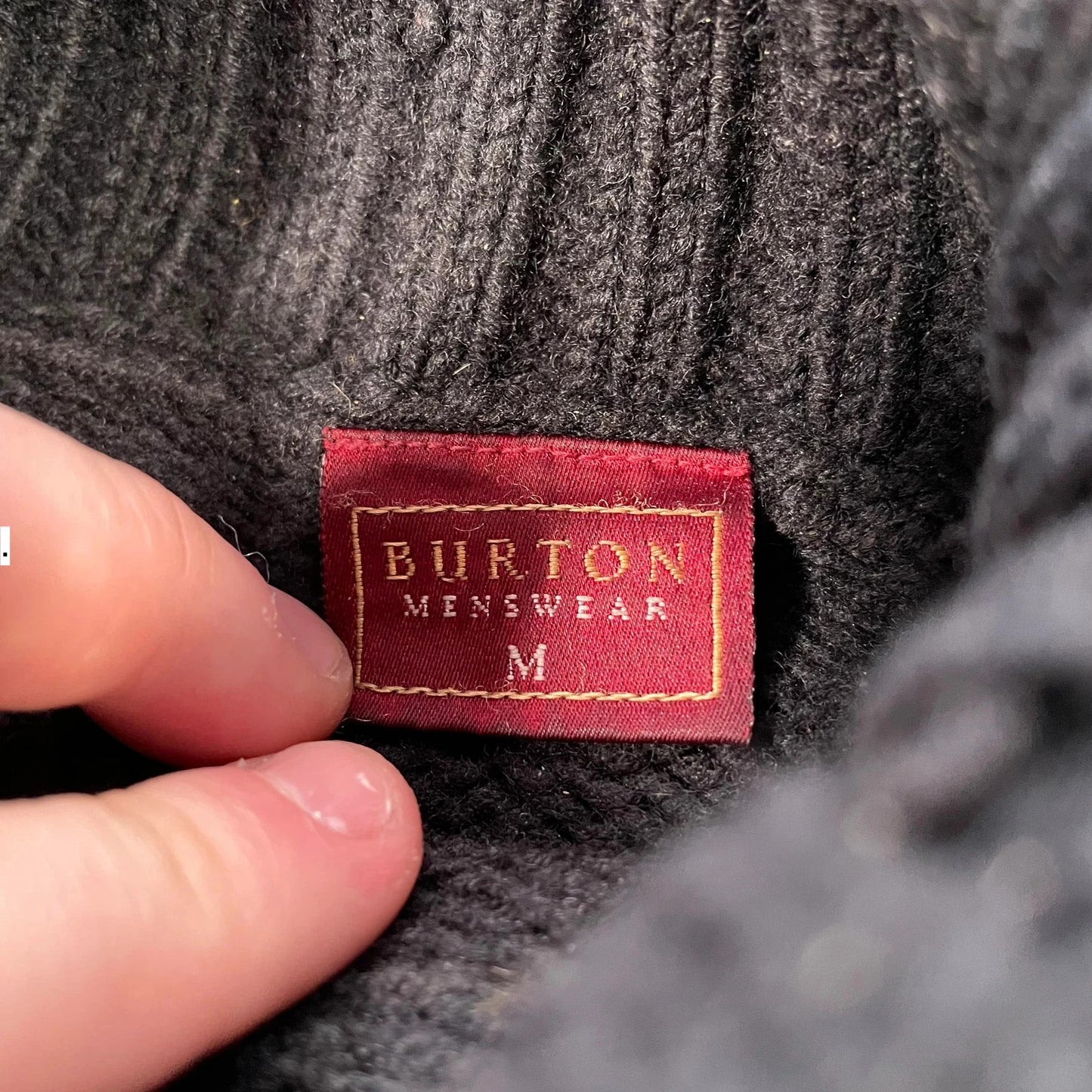 Vintage 90s Black Burton GB Flag Turtle Neck Knitted Jumper - Medium