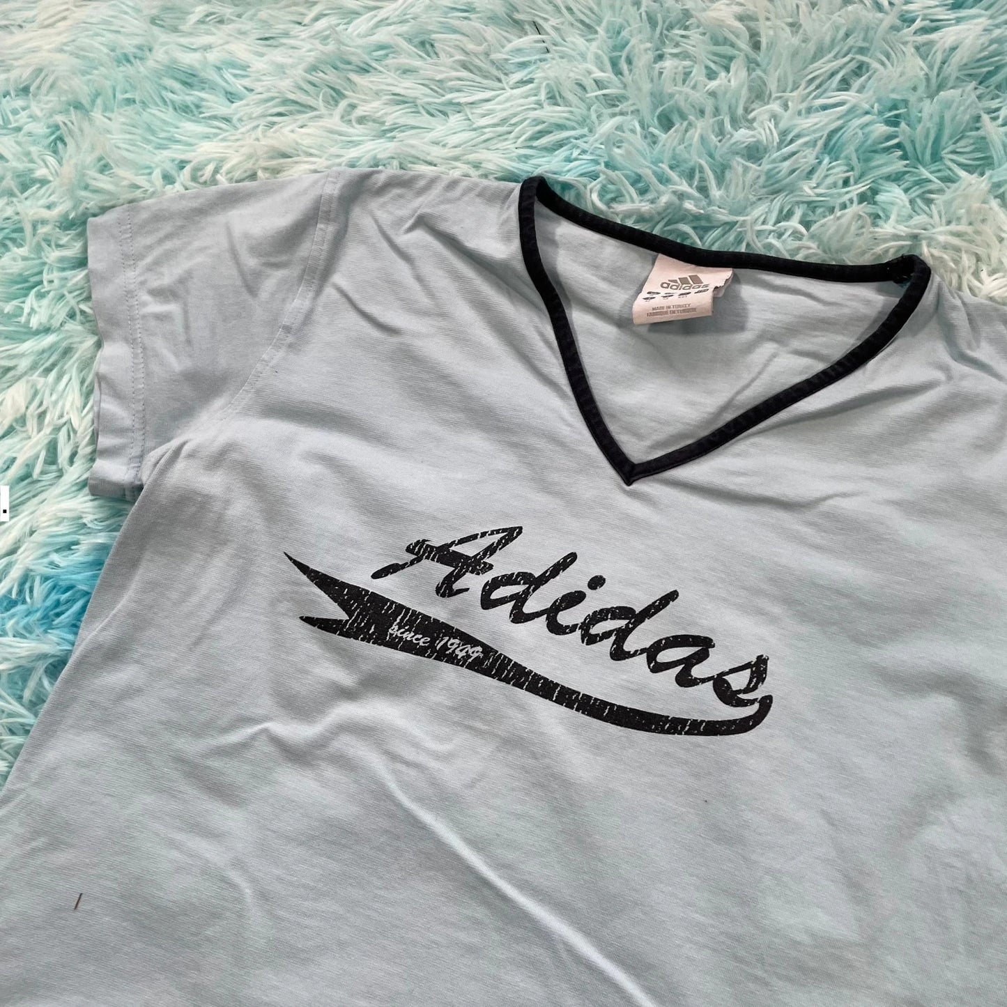 Vintage Y2K Light Blue Adidas T Shirt - Size 16