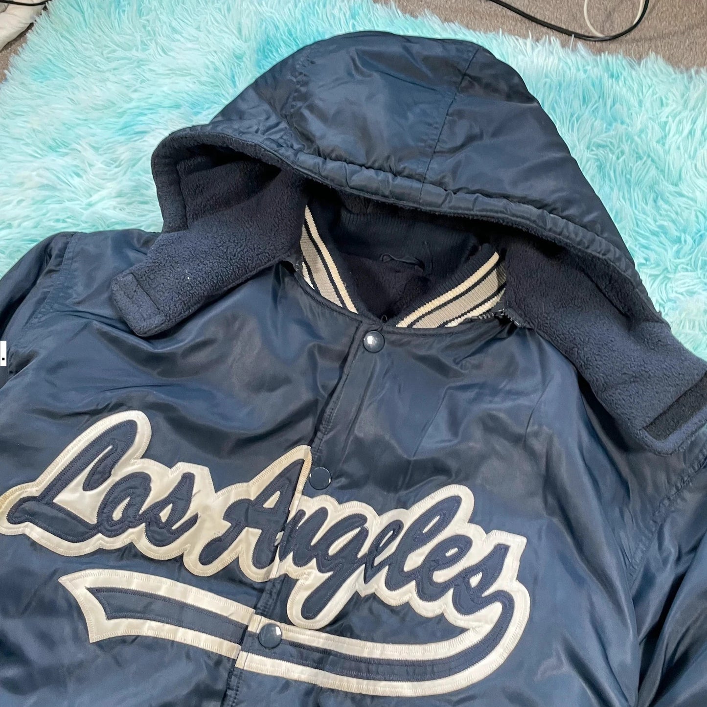 Vintage 00s Navy Los Angeles Baseball Puffer Jacket - XL