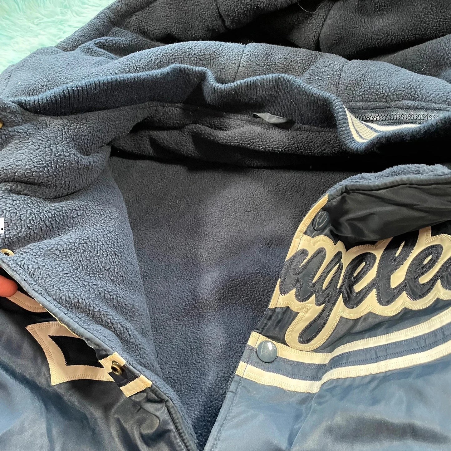Vintage 00s Navy Los Angeles Baseball Puffer Jacket - XL