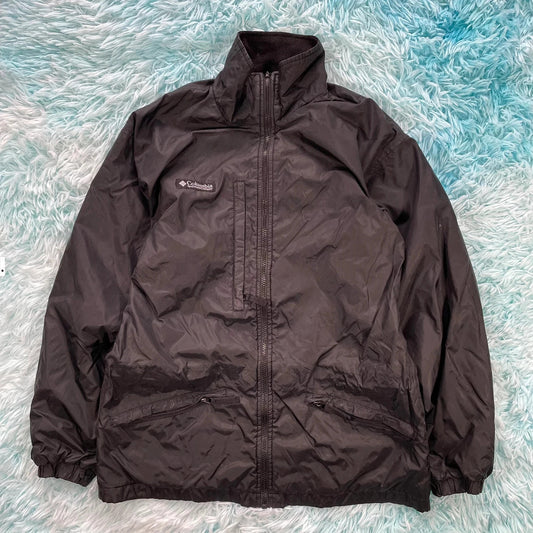 Vintage 90s Black Columbia Fleeced Windbreaker - Small