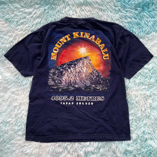 Vintage Navy Kinabalu Graphic T Shirt - Large