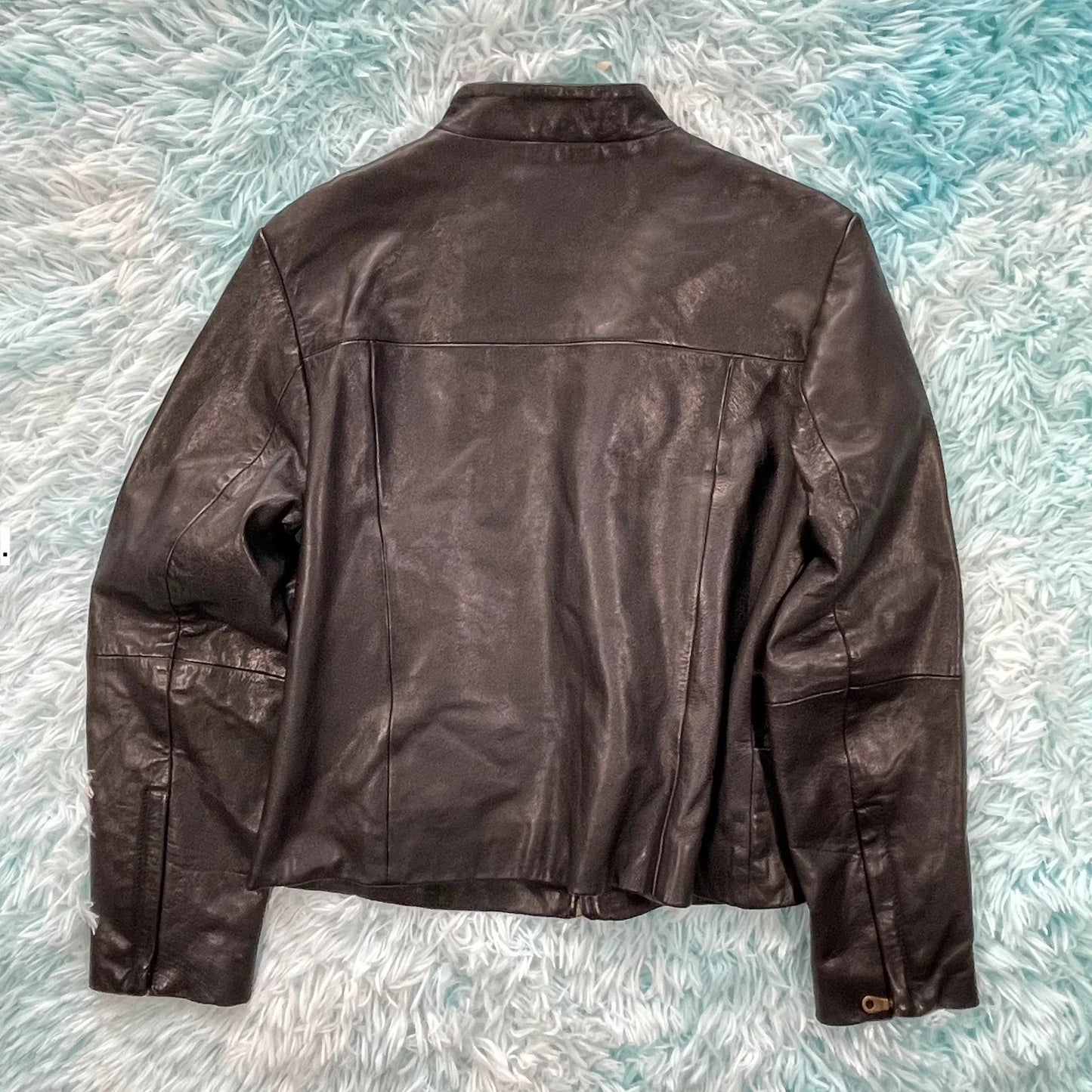 Vintage 90s Boxy Leather Jacket - Size 12