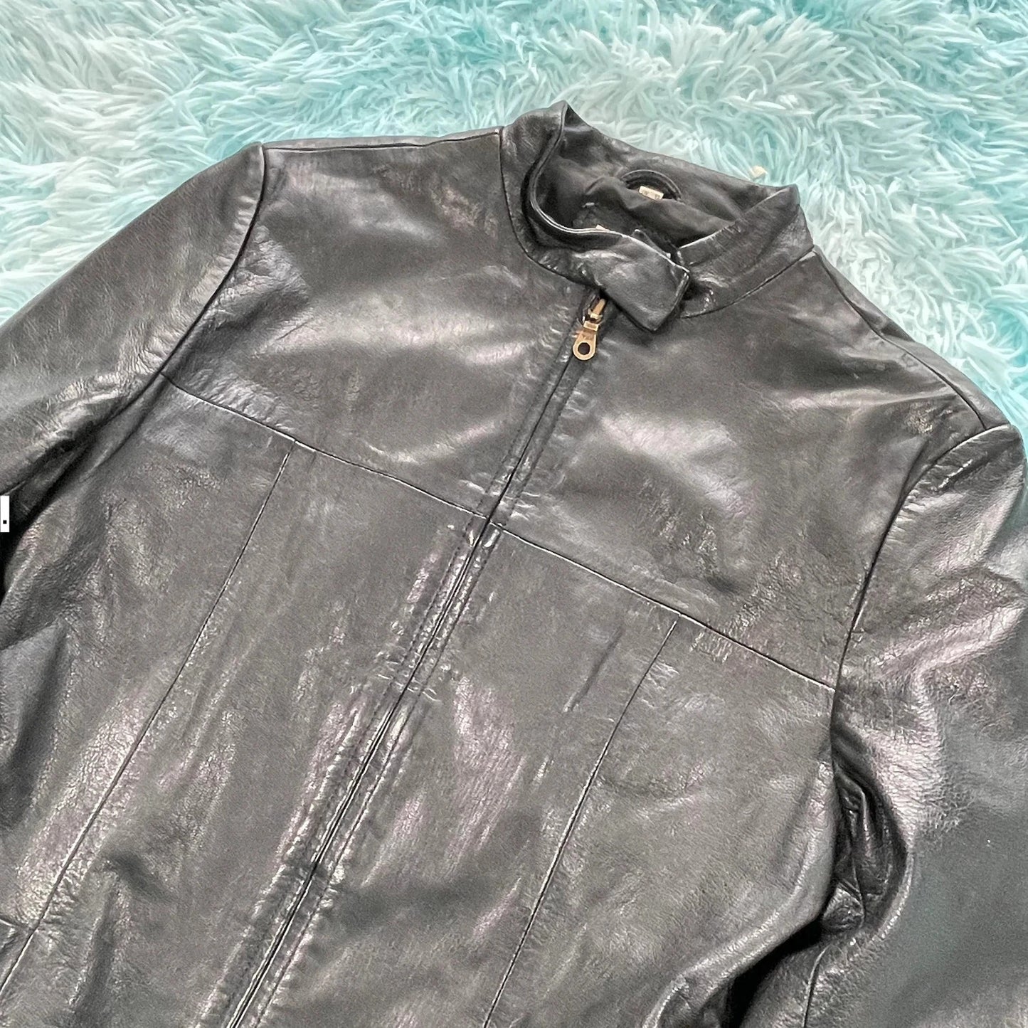 Vintage 90s Boxy Leather Jacket - Size 12