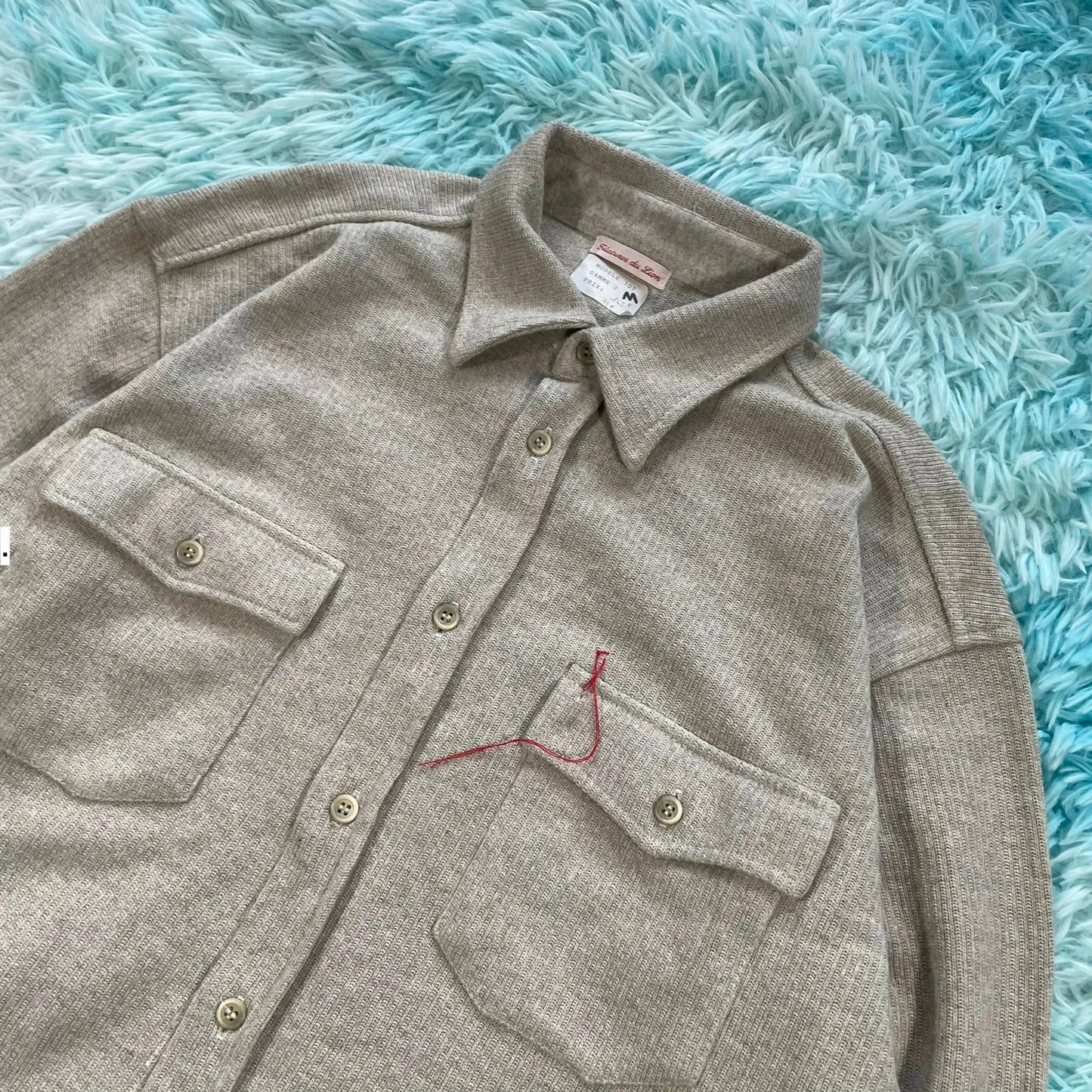 Vintage Beige Knitted Shirt - Medium