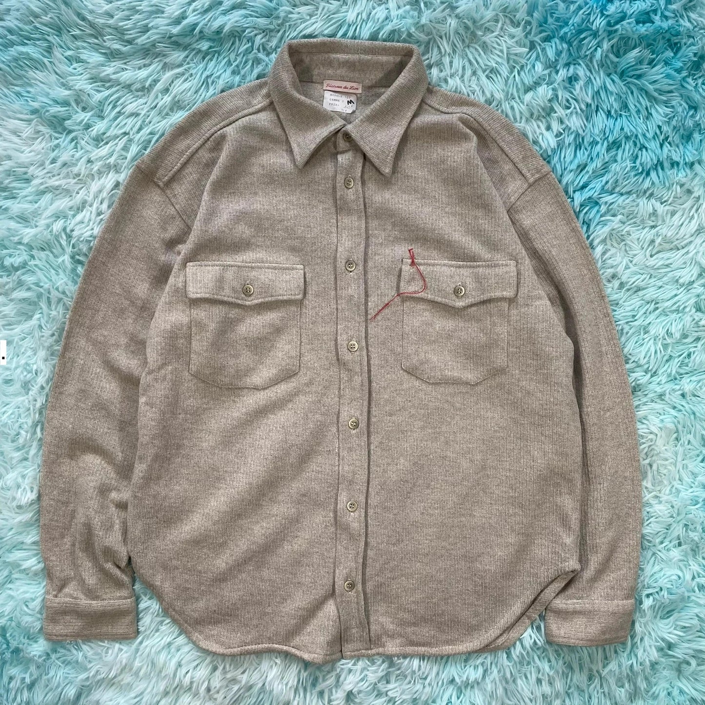 Vintage Beige Knitted Shirt - Medium