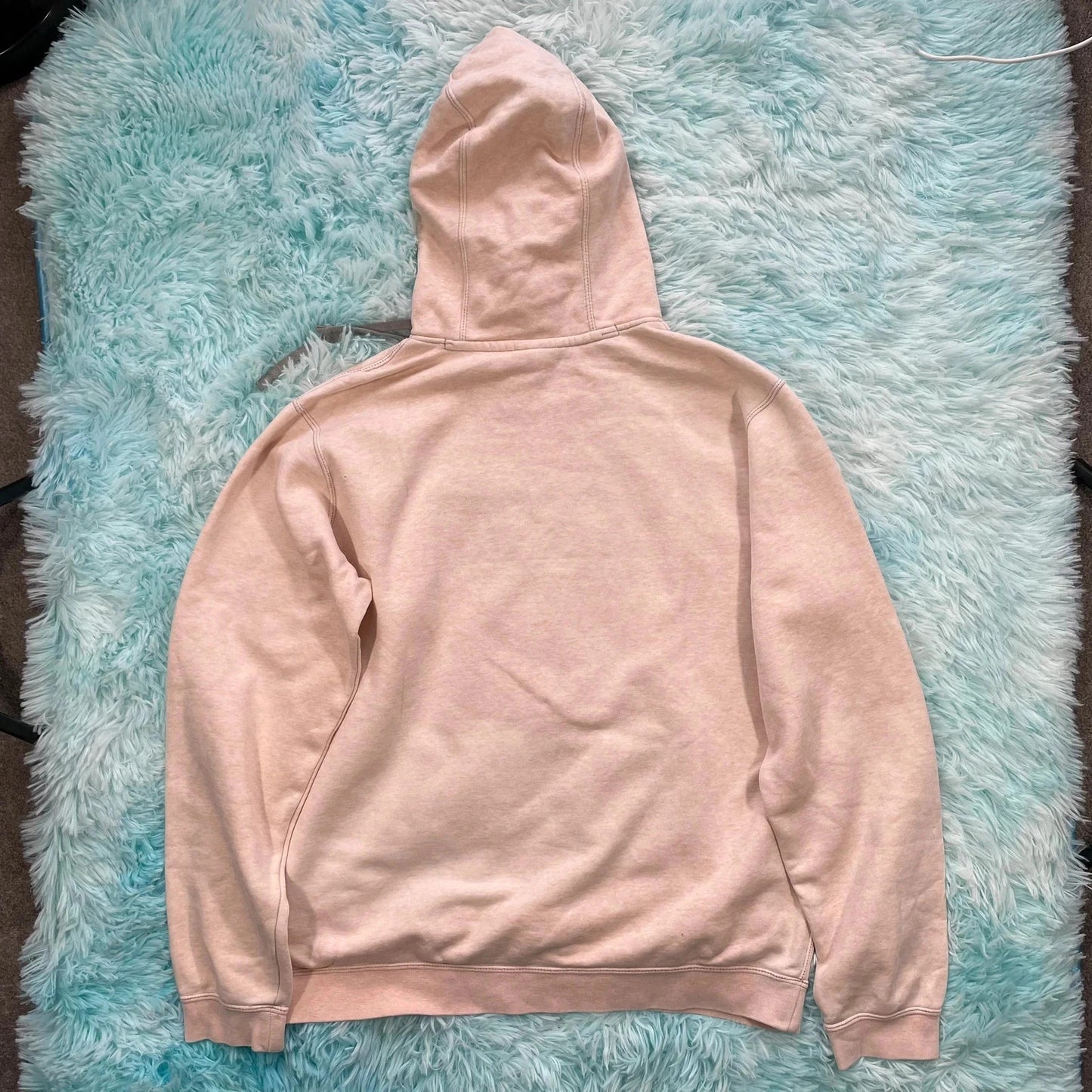 Light Rose Pink Nike Club Hoodie Spellout - Large