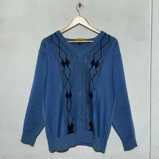 Vintage 90s Light Blue Gabicci Knitted Jumper - Small