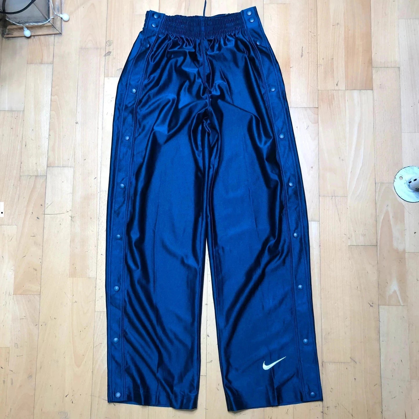 Vintage 90s Navy Blue Nike Tracksuit Bottoms Poppers - Small