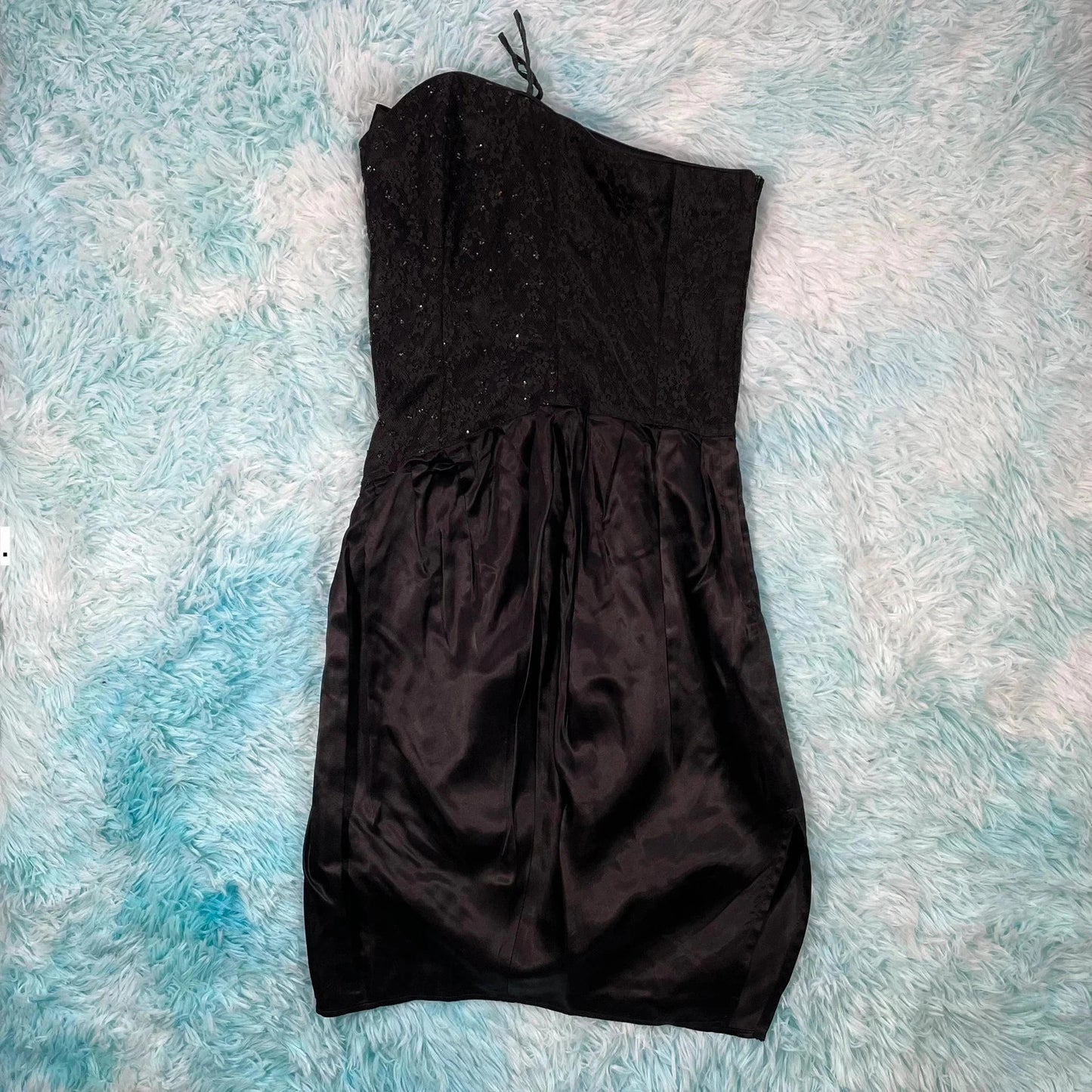 Vintage 80s Black Gunne Sax Strapless Dress - Size 7