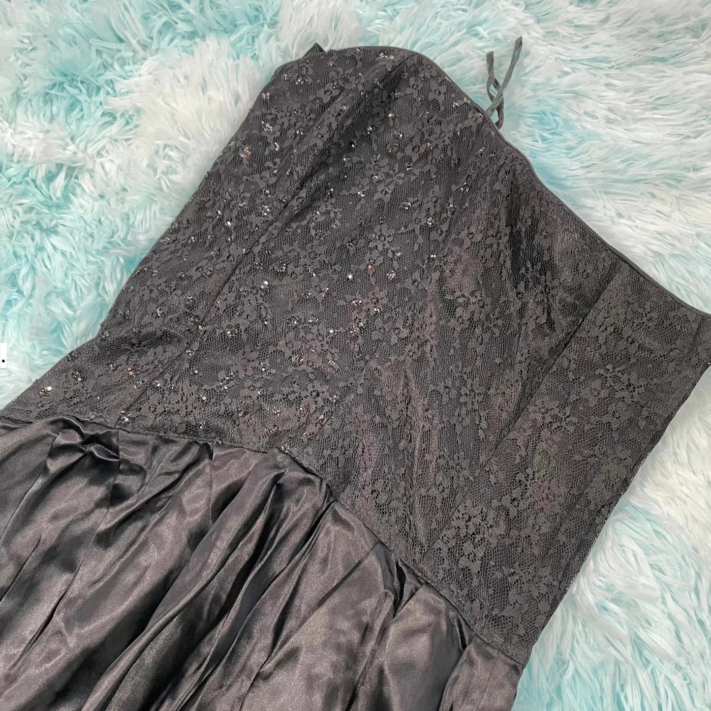 Vintage 80s Black Gunne Sax Strapless Dress - Size 7