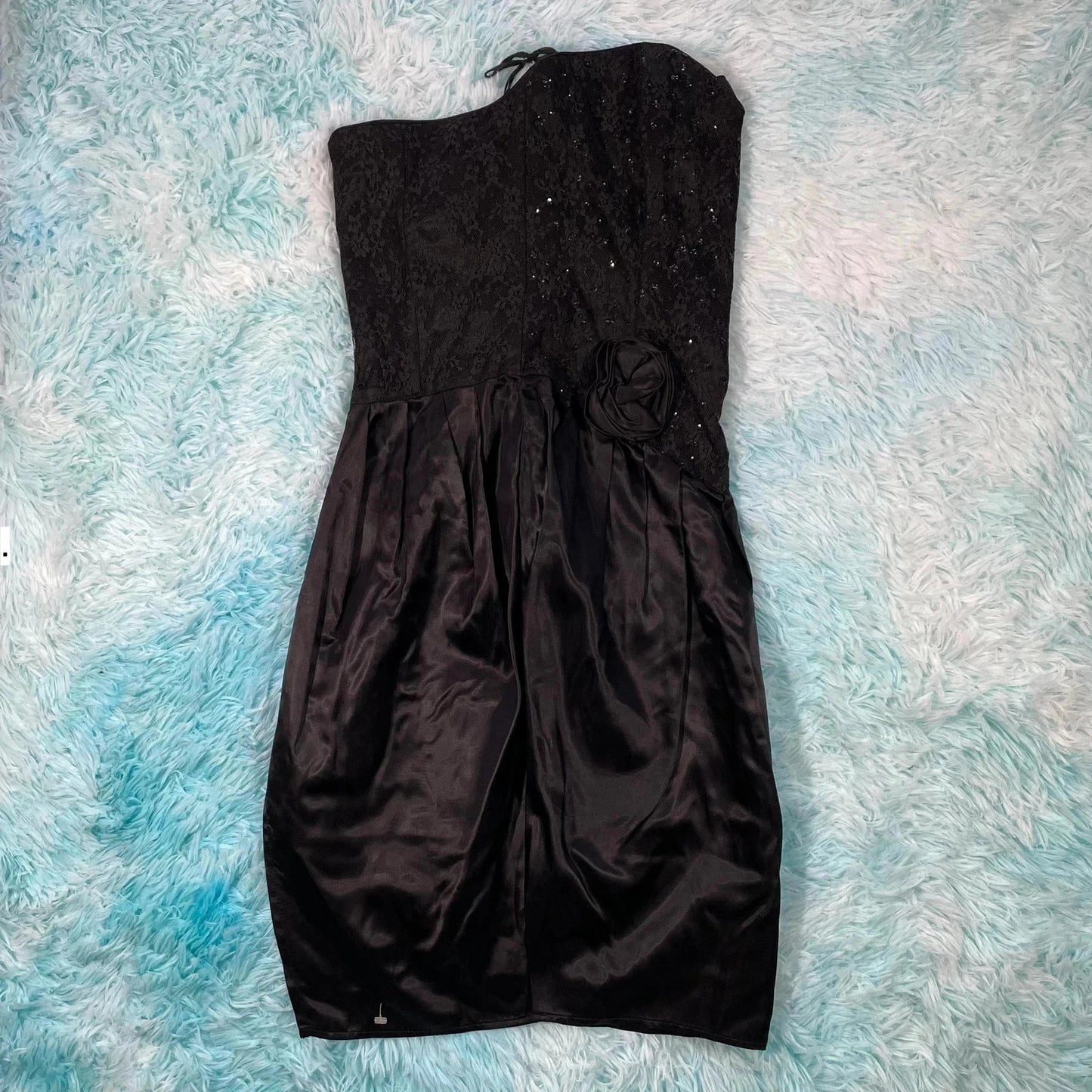 Vintage 80s Black Gunne Sax Strapless Dress - Size 7