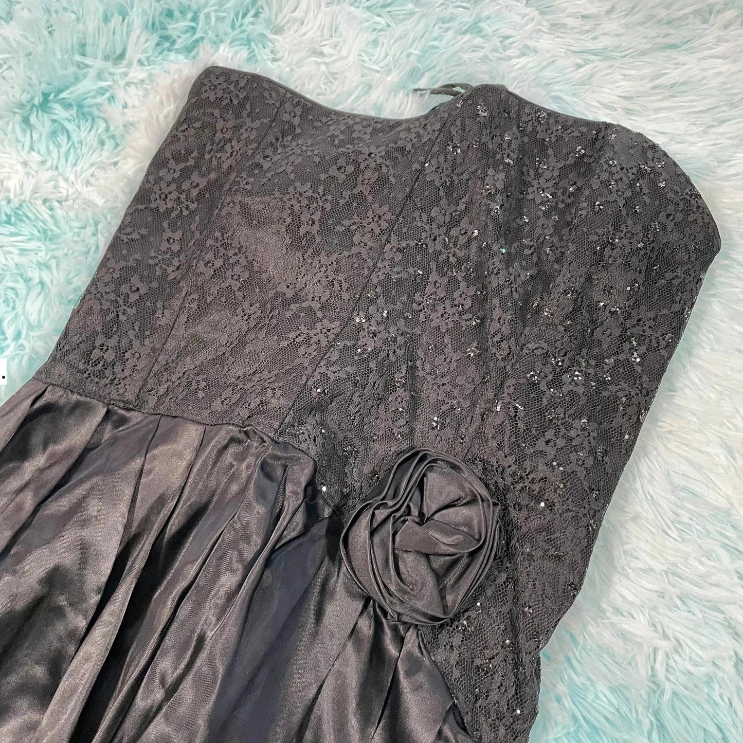 Vintage 80s Black Gunne Sax Strapless Dress - Size 7
