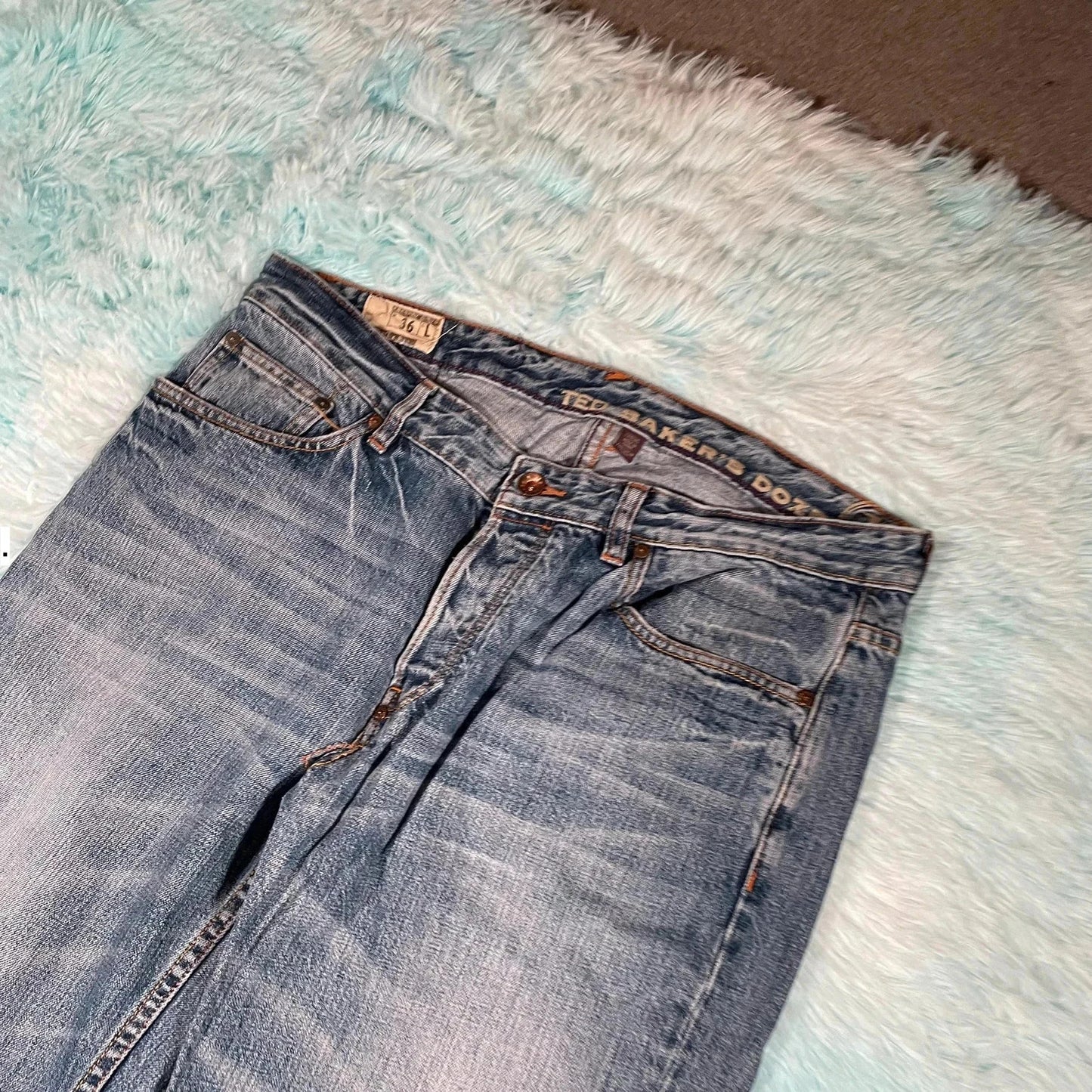 Vintage 00s Blue Ted Baker Jeans Straight Leg 36W 34L