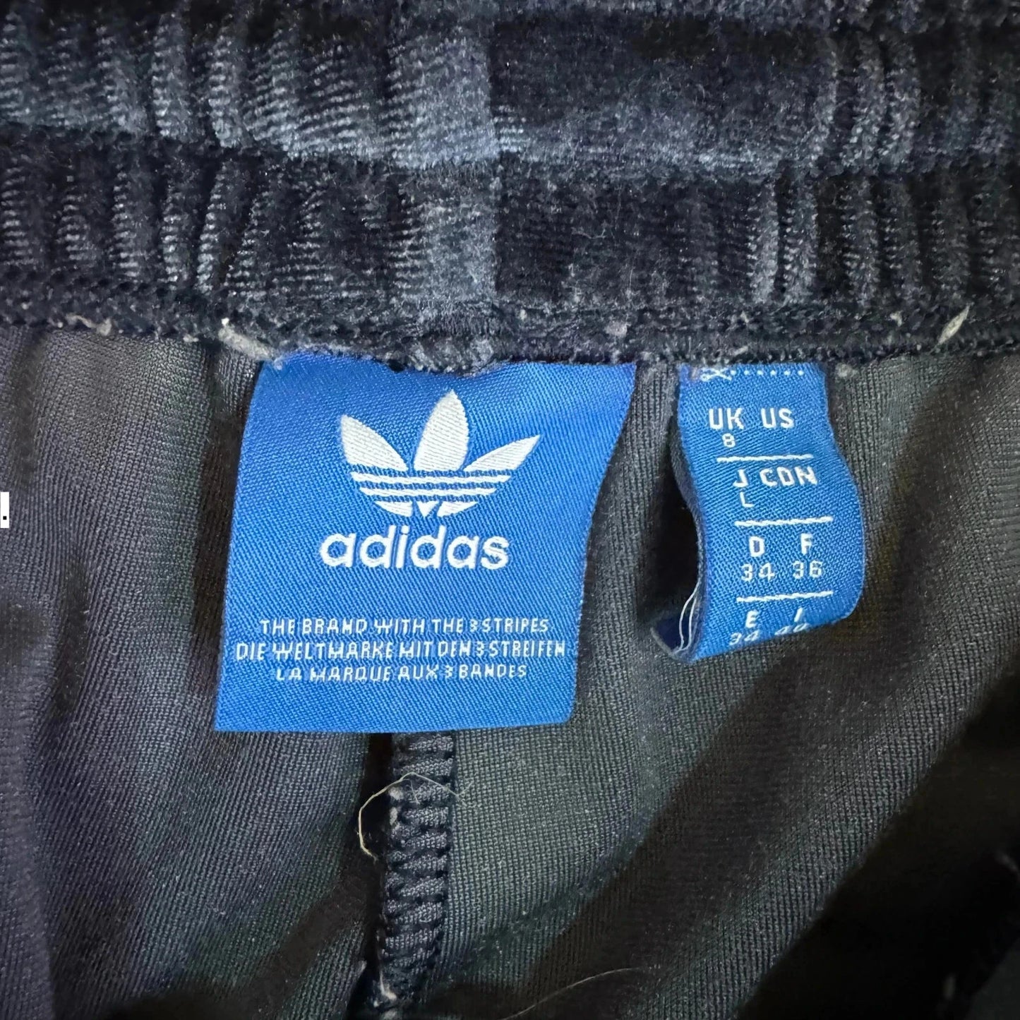 Dark Navy Adidas Velour Tracksuit Bottoms - Size 8