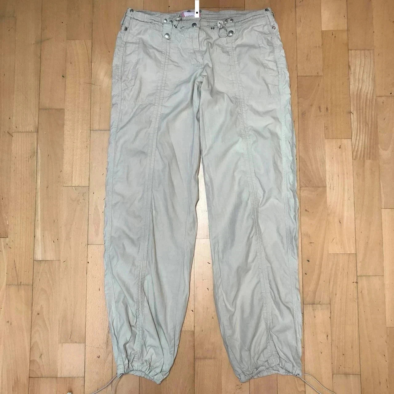 Vintage Cream Beige Modo Parachute Pants Elasticated - Size 12