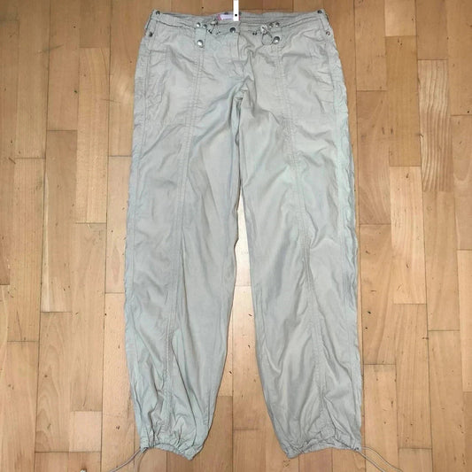 Vintage Cream Beige Modo Parachute Pants Elasticated - Size 12