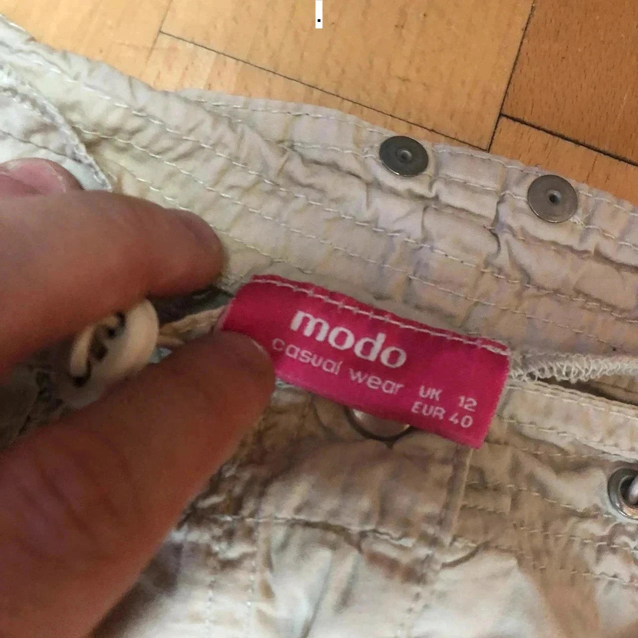 Vintage Cream Beige Modo Parachute Pants Elasticated - Size 12