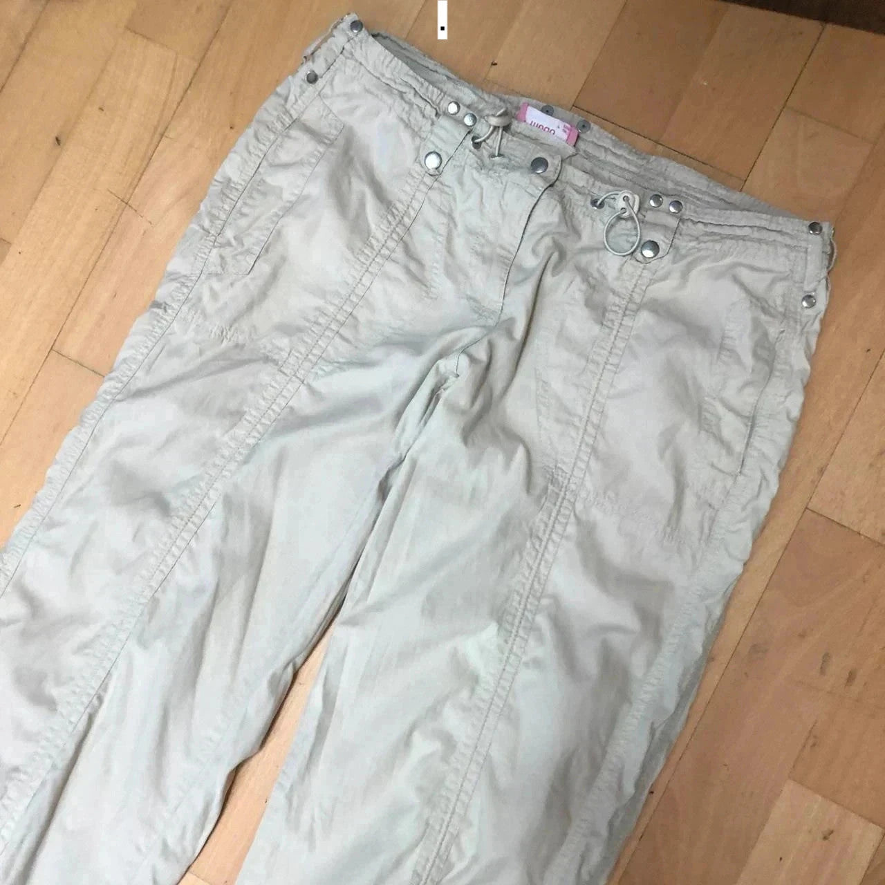 Vintage Cream Beige Modo Parachute Pants Elasticated - Size 12