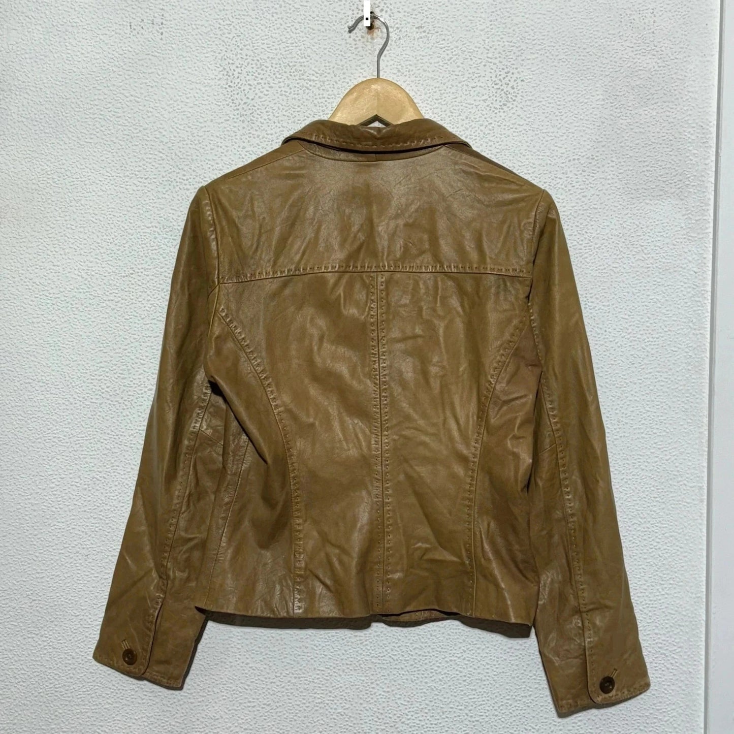 Vintage Y2K Brown M&S Leather Blazer Jacket - UK10
