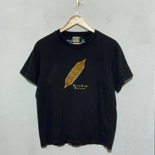 Vintage Black Sarawak Bornee Graphic T Shirt - Medium