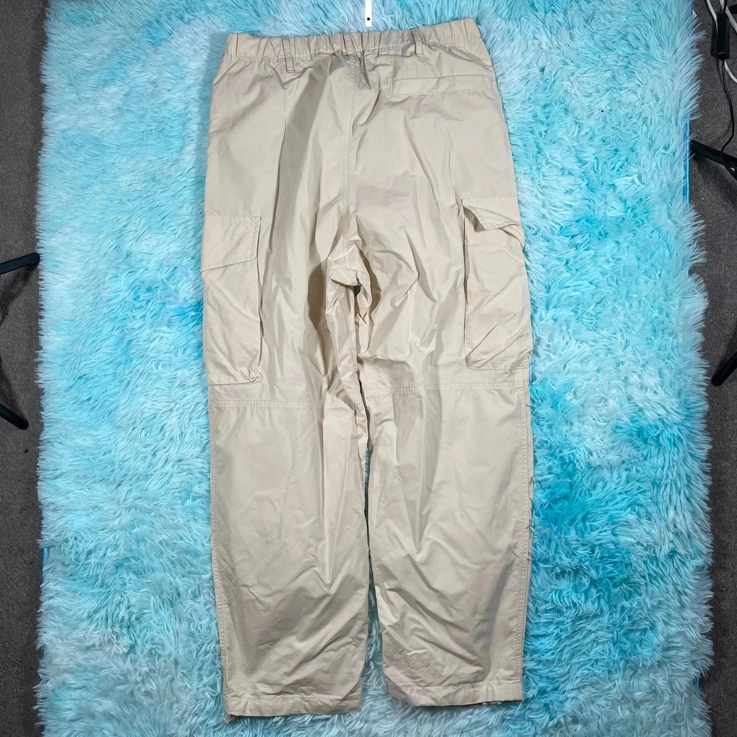 Beige Uniqlo Parachute Pants Nylon Cargo Bottoms - Medium