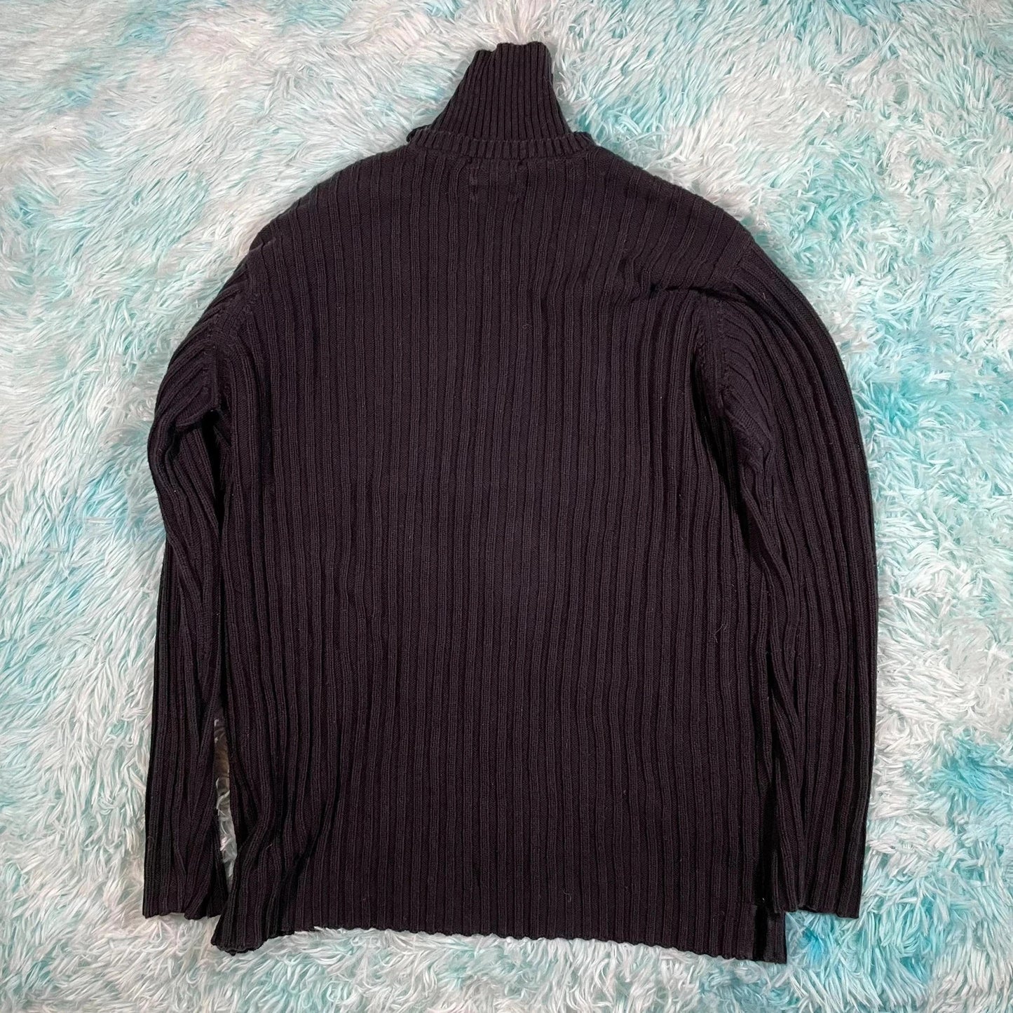 Vintage 00s y2k Black Tommy Hilfiger Knitted Jumper Flag - Large