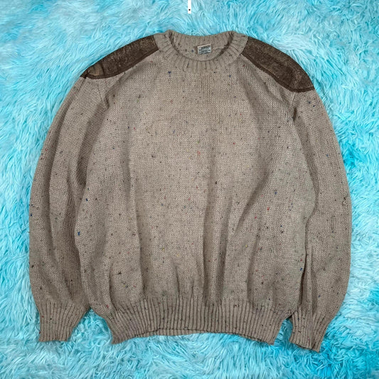 Vintage 80s Beige Country Knitted Jumper - Large