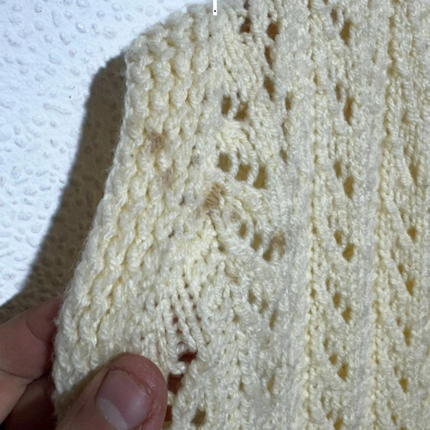 Vintage 90s Cream Sweater Vest Cardigan - Small