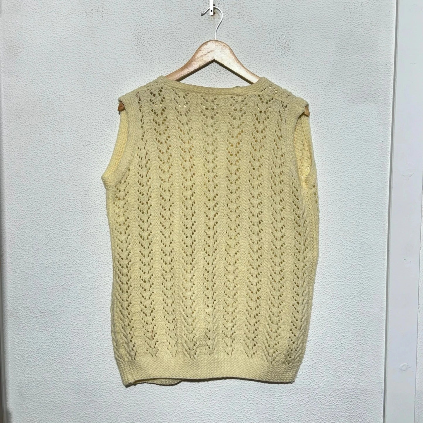 Vintage 90s Cream Sweater Vest Cardigan - Small