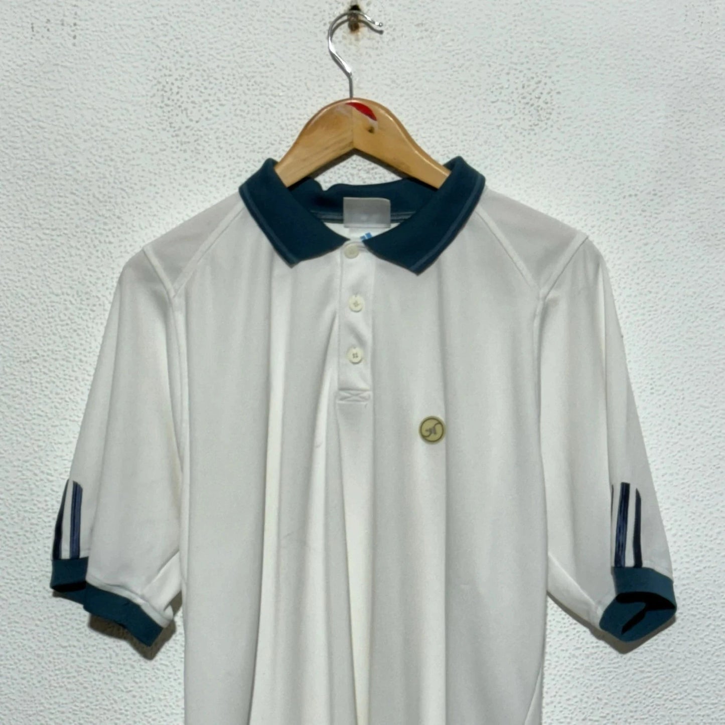 Vintage 90s White Adidas Tennis Polo Shirt - Large