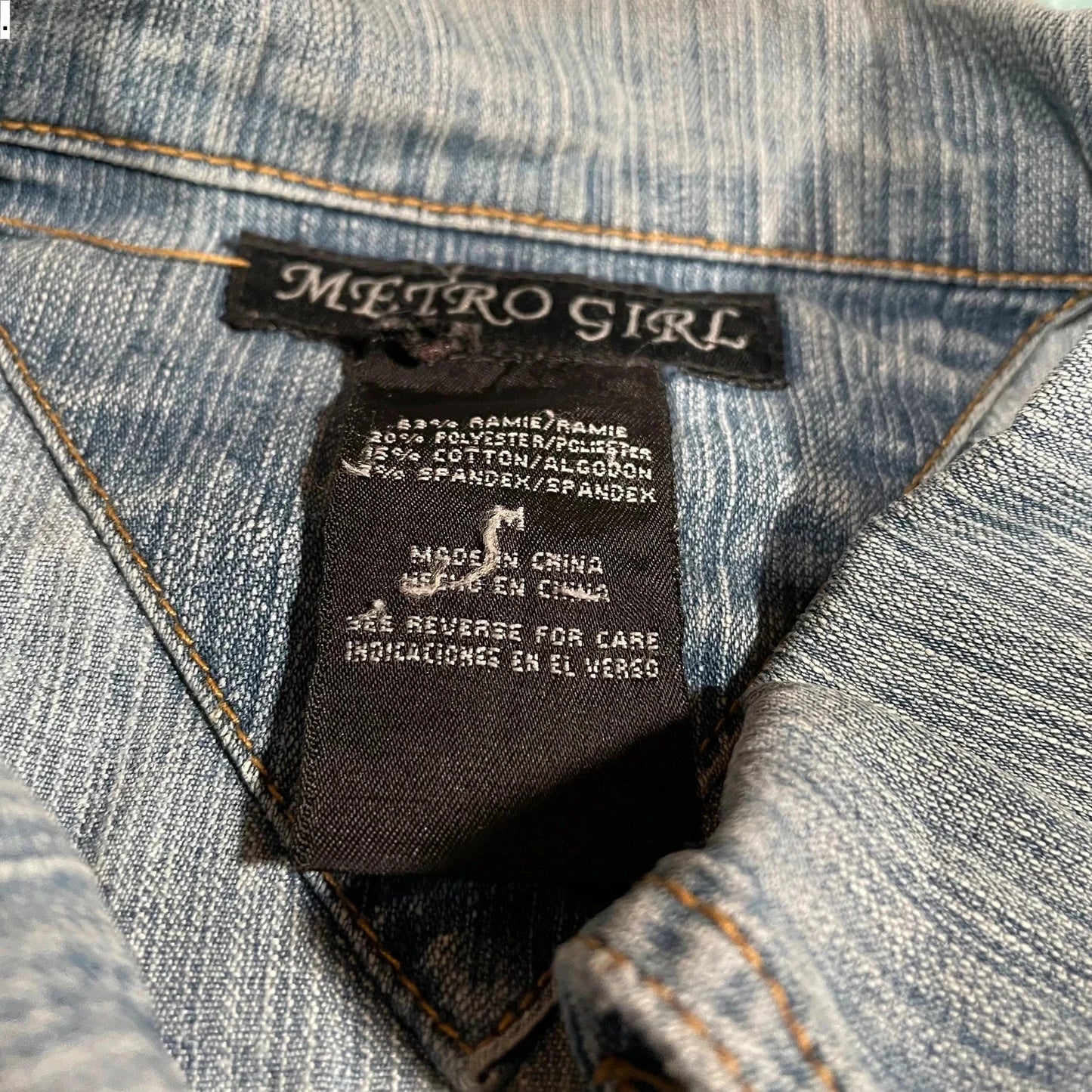 Vintage Y2K Denim Jacket Metro Girl - Medium