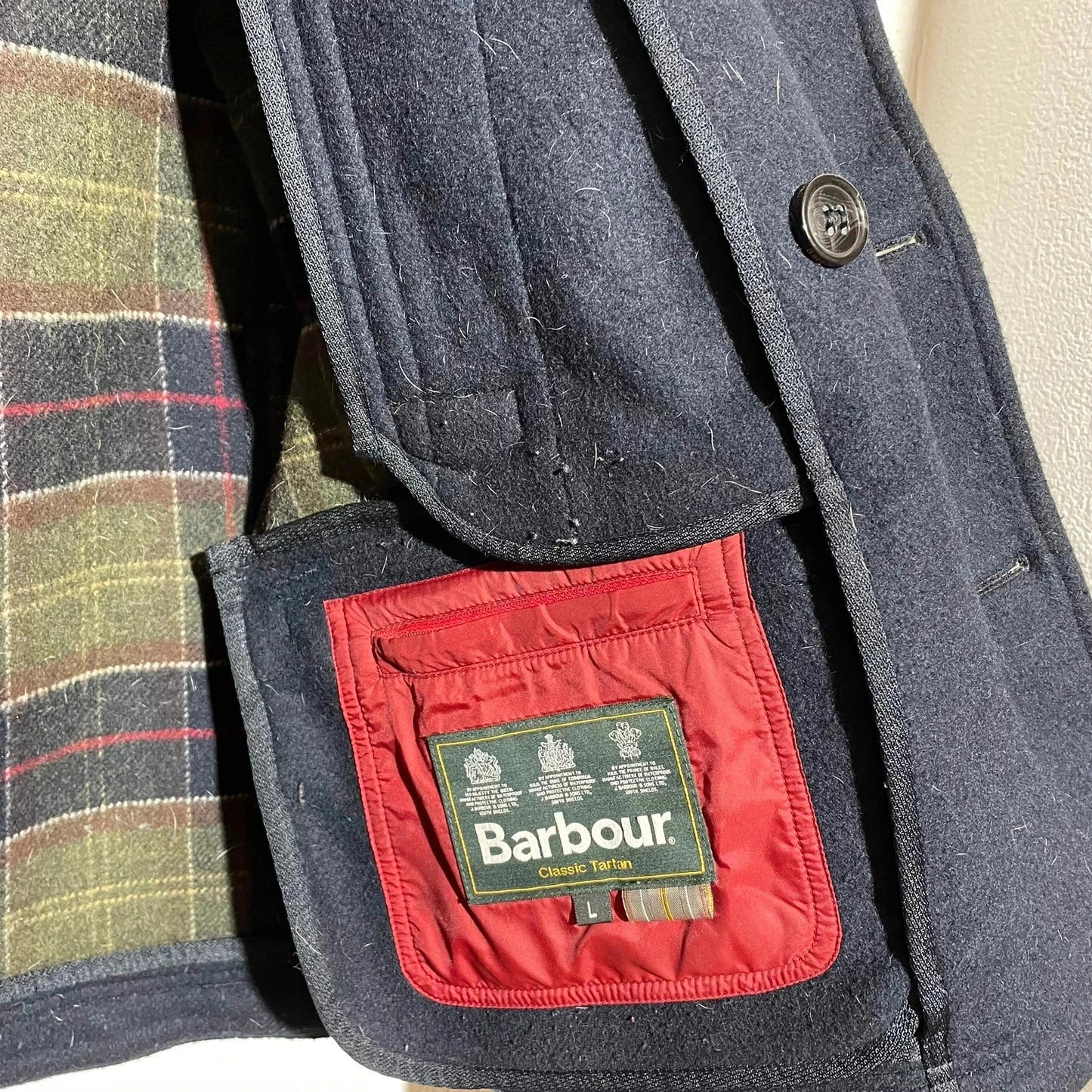 Dark Navy Barbour Wool Jacket - Large