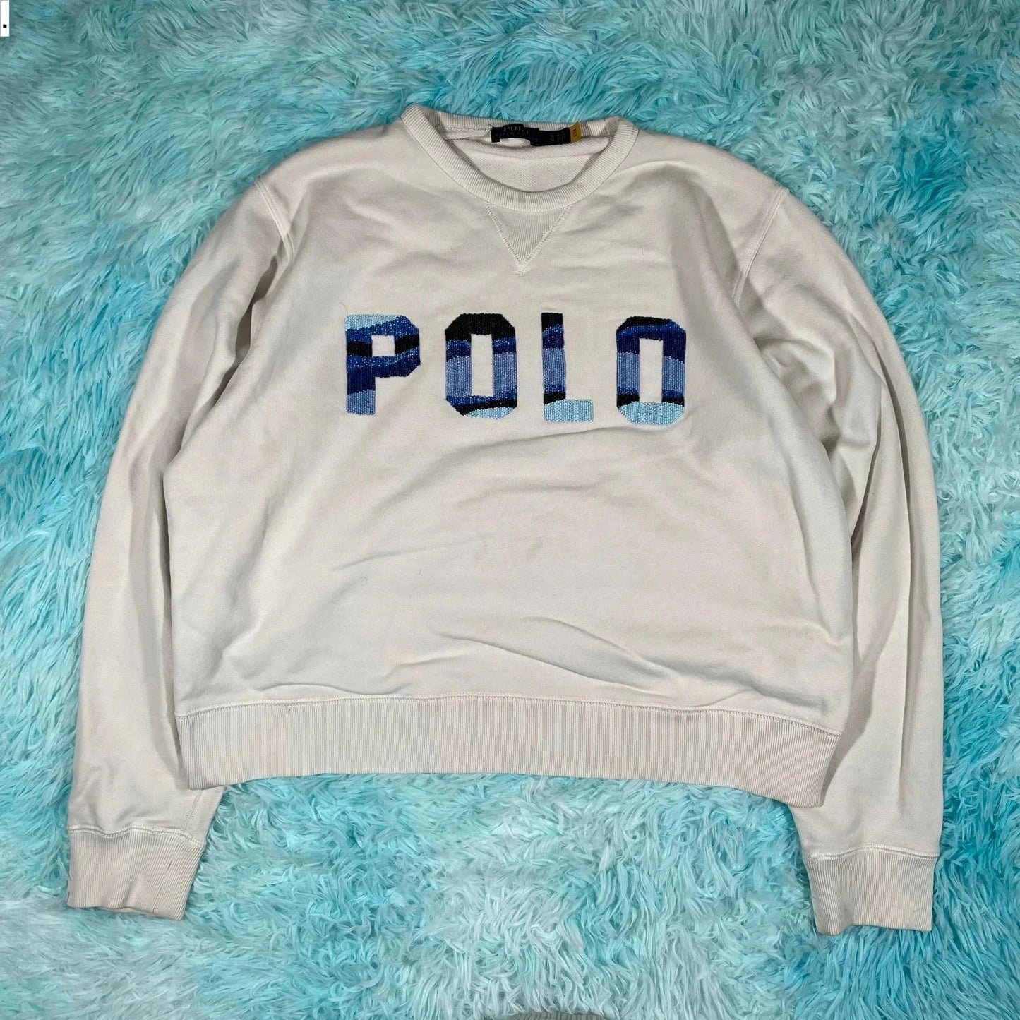 White Polo Ralph Lauren Sweatshirt Spellout - Womens XL