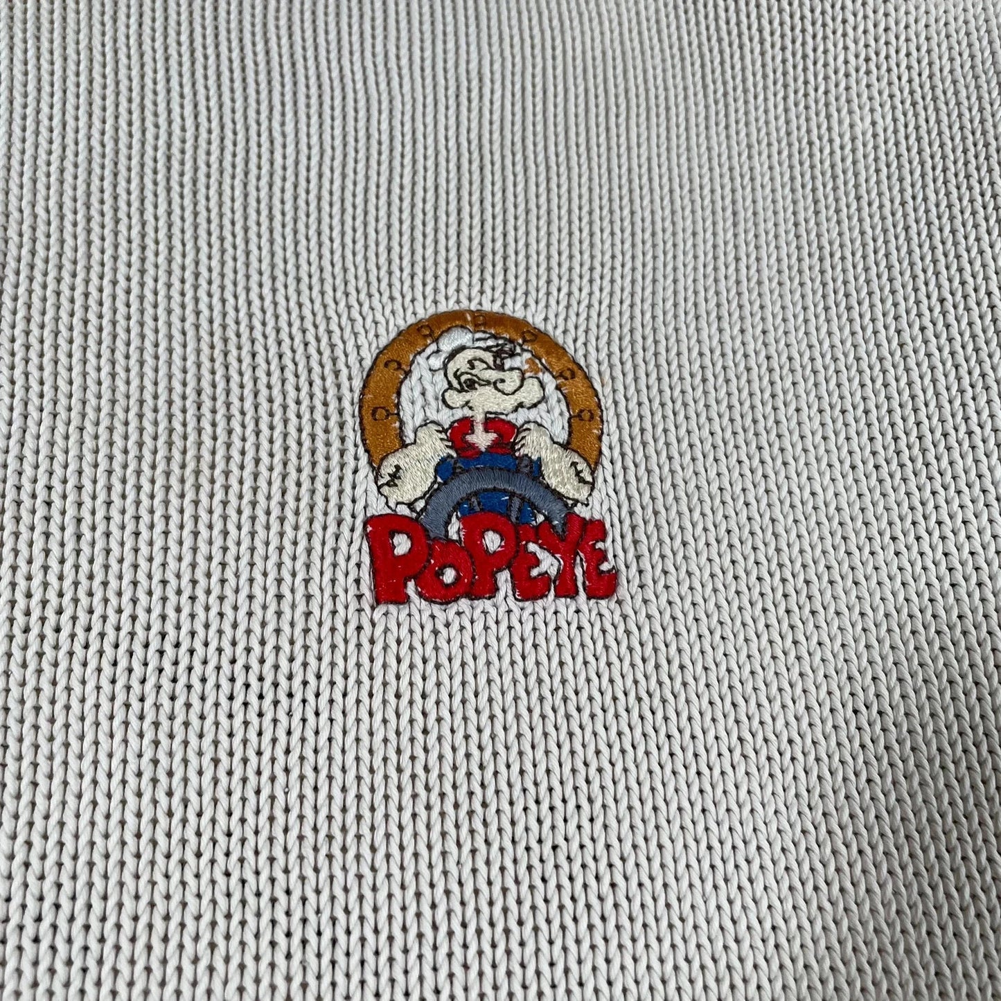Vintage 90s White Popeye Knitted Jumper - XXL