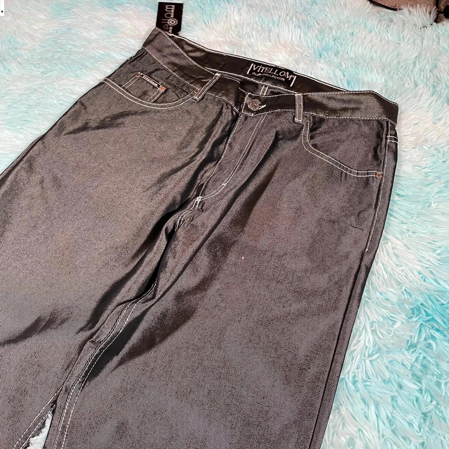 Deadstock Vintage 90s Vitellom Jeans Silver - 38W 32L