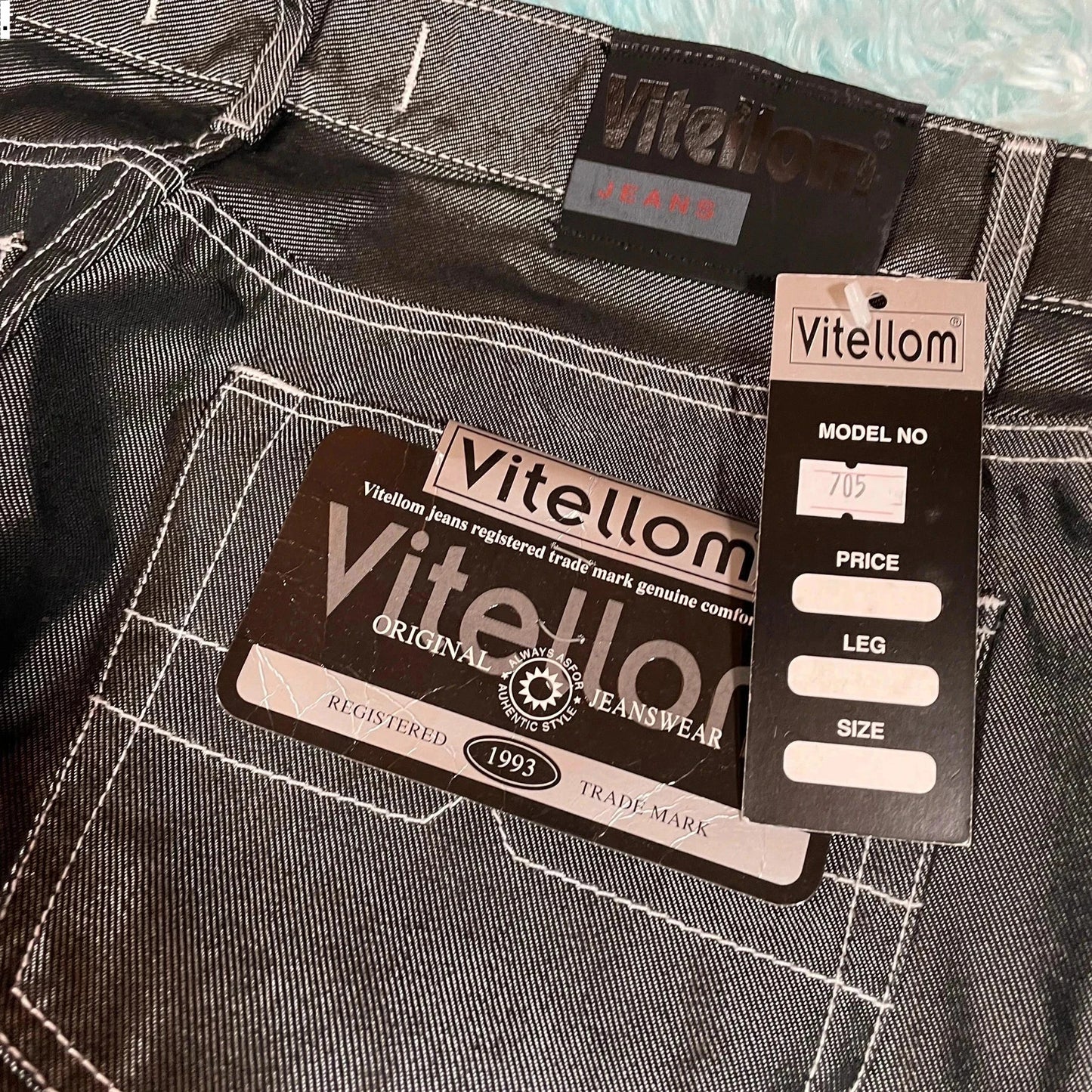 Deadstock Vintage 90s Vitellom Jeans Silver - 38W 32L