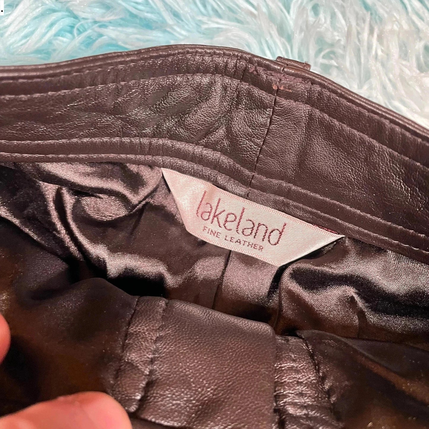 Dark Brown Leather Biker Trousers - Size 16
