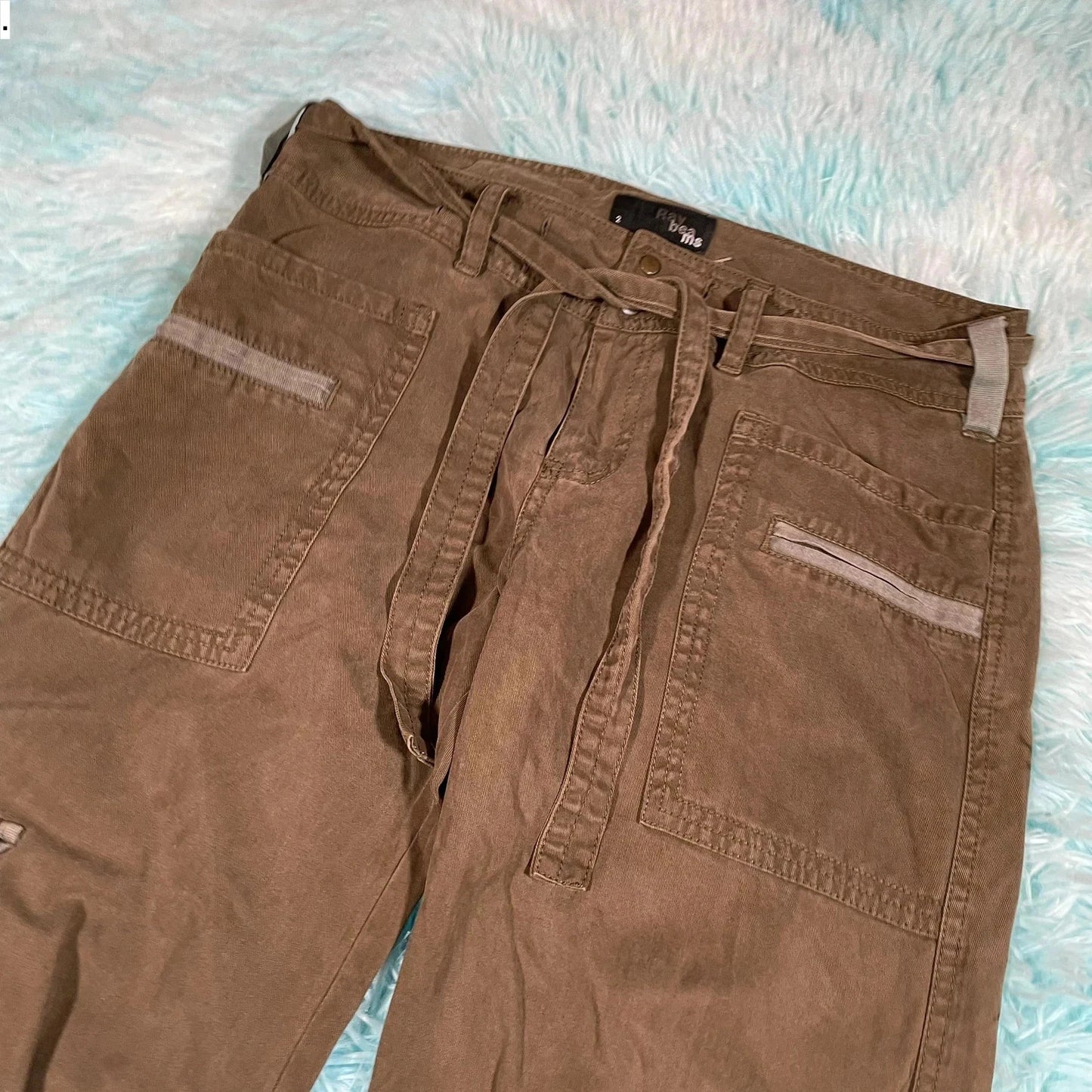 Vintage 00s Y2K Brown Combat Cargo Trousers - UK8