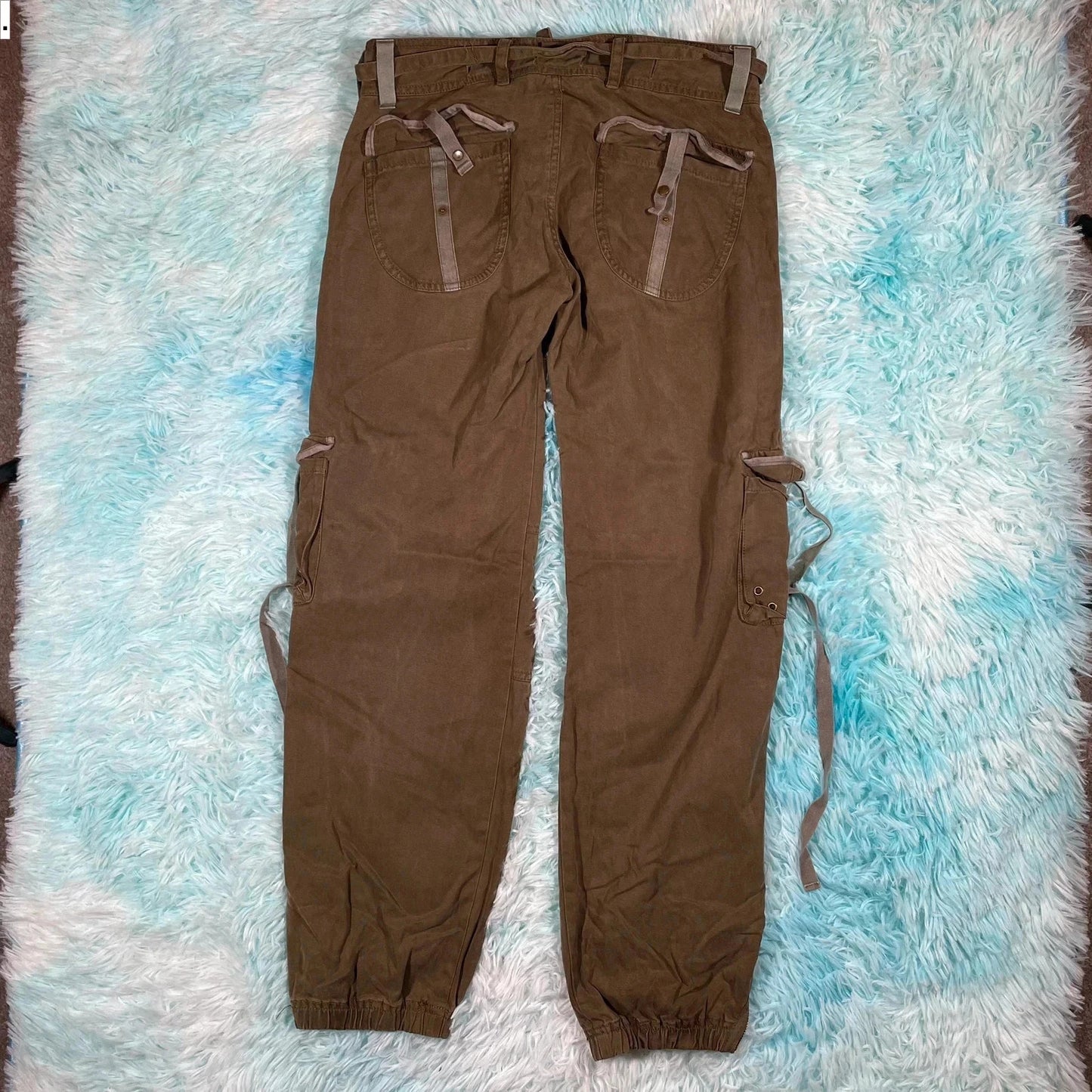 Vintage 00s Y2K Brown Combat Cargo Trousers - UK8
