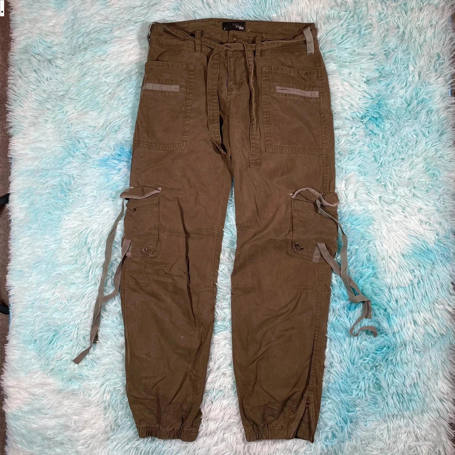Vintage 00s Y2K Brown Combat Cargo Trousers - UK8