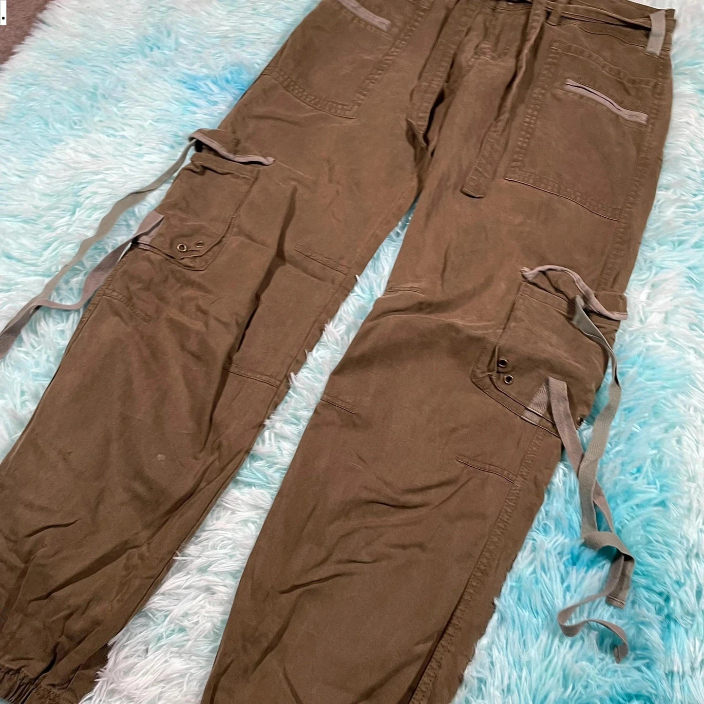 Vintage 00s Y2K Brown Combat Cargo Trousers - UK8