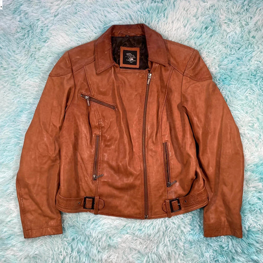 Vintage Brown Snapshot Leather Jacket - XL