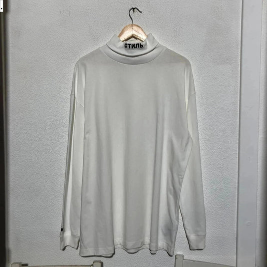 Vintage White Heron Preston Mock Neck T Shirt - Large